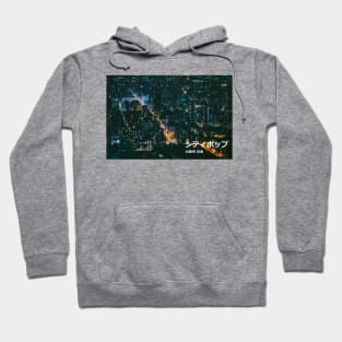 Japanese city pop art - Osaka city Japan in Japanese language NIGHT Hoodie